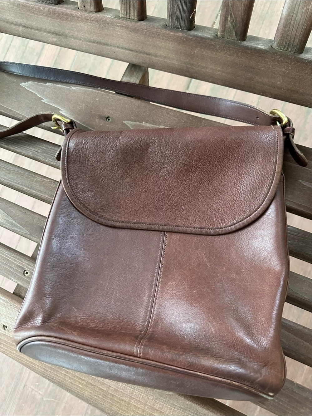 Coach Brown Leather Messenger Crossbody Bag Brass Hardware Vintage Whitney 4115